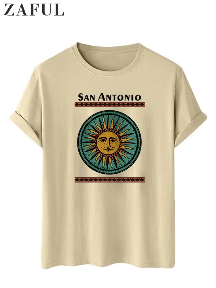 ZAFUL Cotton T-shirts for Men Ethnic Printed Sun Graphic Tees Unisex Short Sleeves Streetwear T-shirt Spring Summer Casual Tops
ZAFUL Cotton T-shirts for Men Ethnic Printed Sun Graphic Tees Unisex Short Sleeves Streetwear T-shirt Spring Summer Casual Tops