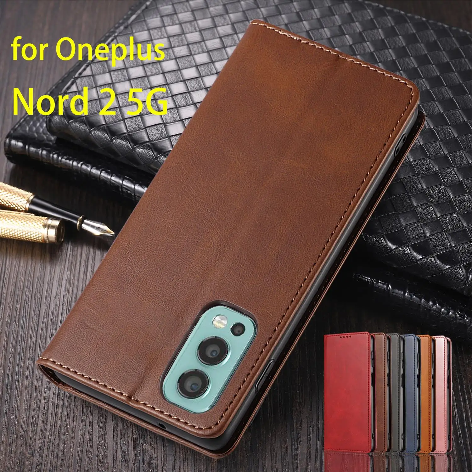 

Magnetic Attraction Cover Leather Case for Oneplus Nord 2 5G / 1+ Nord2 5G Flip Case Holster Wallet Case Business Fundas Coque