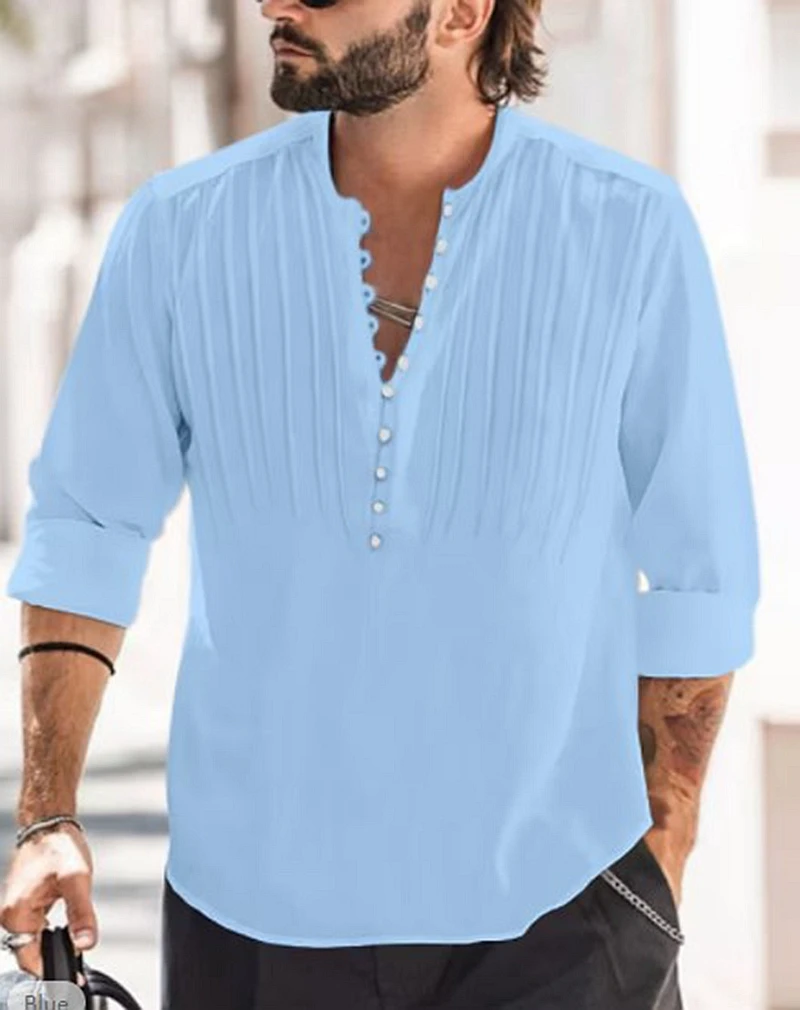2023 New Men's Casual Blouse Cotton Linen Shirt Tops Solid Color V-Neck Pullover Long Sleeve Tee Shirt Streetwear Shirts For Men
2023 New Men's Casual Blouse Cotton Linen Shirt Tops Solid Color V-Neck Pullover Long Sleeve Tee Shirt Streetwear Shirts For Men