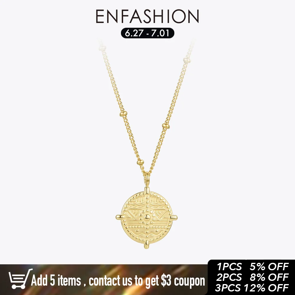 ENFASHION Coin Pattern Pendant Necklaces For Women Gold Color Stainless Steel Rudder Necklace 2020 Fashion Jewelry Collar P3129
ENFASHION Coin Pattern Pendant Necklaces For Women Gold Color Stainless Steel Rudder Necklace 2020 Fashion Jewelry Collar P3129