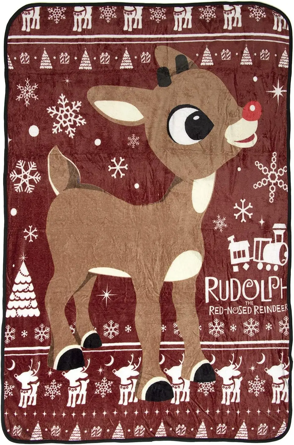 

The Red-Nosed Reindeer Soft Plush Fleece Throw 45" x 60" Yarn Crochet machine Knitting yarn Wool yarn Knitting needles set Croc