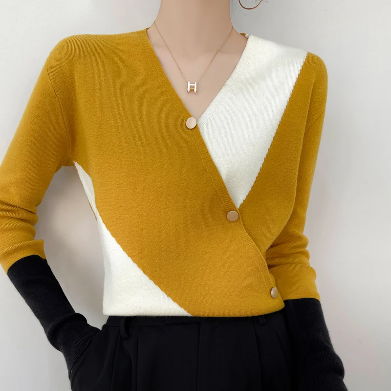 Women's Cashmere Sweater Colorblock Sweater 2022 Fashion New Women's Casual Pullover Knitwear Fashion Sweater
Women's Cashmere Sweater Colorblock Sweater 2022 Fashion New Women's Casual Pullover Knitwear Fashion Sweater