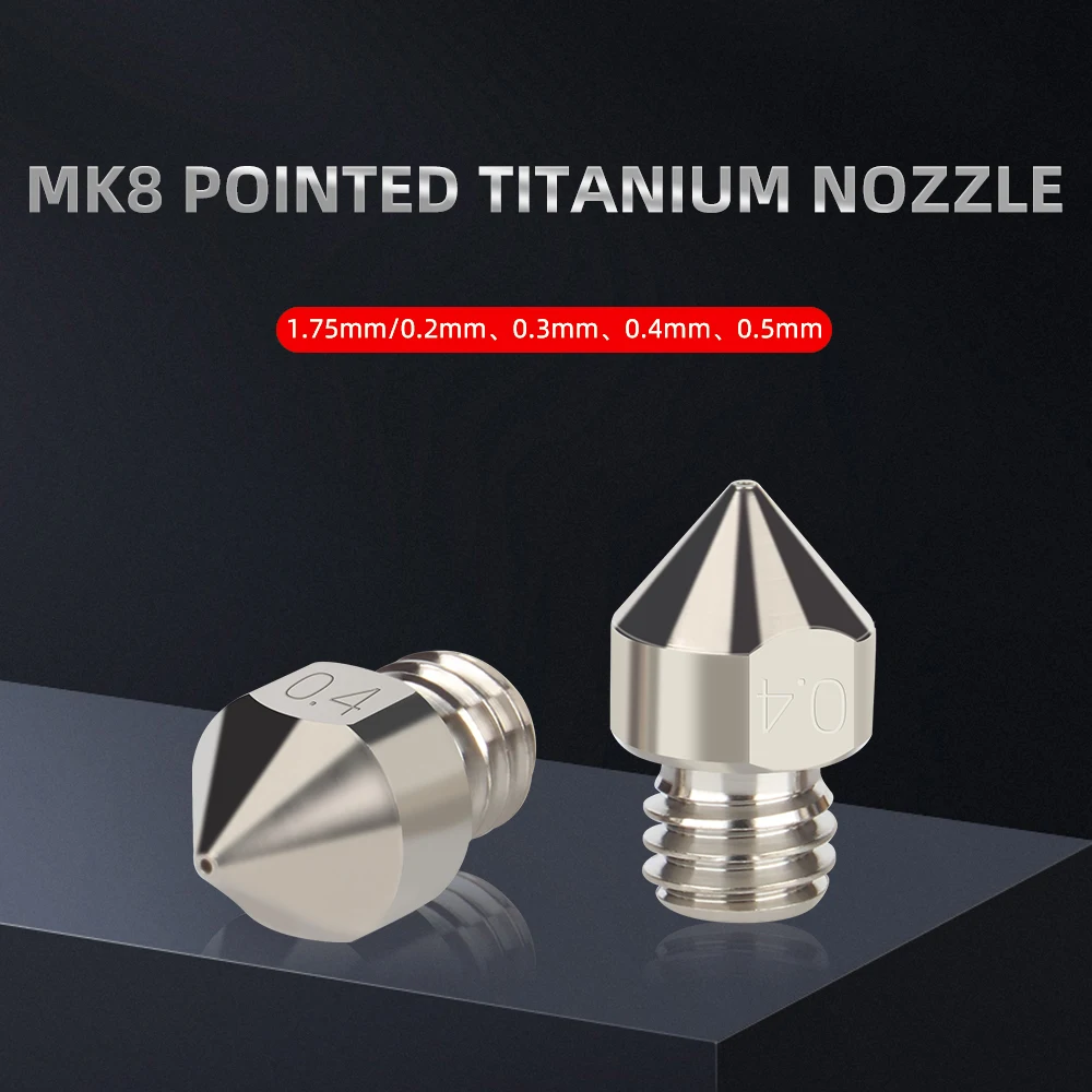 TC4 High Flow Nozzle MK8 Titanium Alloy Corrosion-Resistant M6 Threaded Extruder For 1.75mm Filament 3D Printer Parts3DS
TC4 High Flow Nozzle MK8 Titanium Alloy Corrosion-Resistant M6 Threaded Extruder For 1.75mm Filament 3D Printer Parts3DS