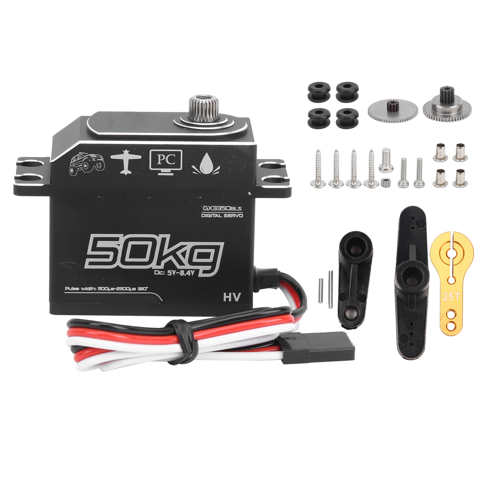 50KG Waterproof Stainless Steel Gears High Torque Digital Servo for 1/10 1/8 RC Boat Car
50KG Waterproof Stainless Steel Gears High Torque Digital Servo for 1/10 1/8 RC Boat Car