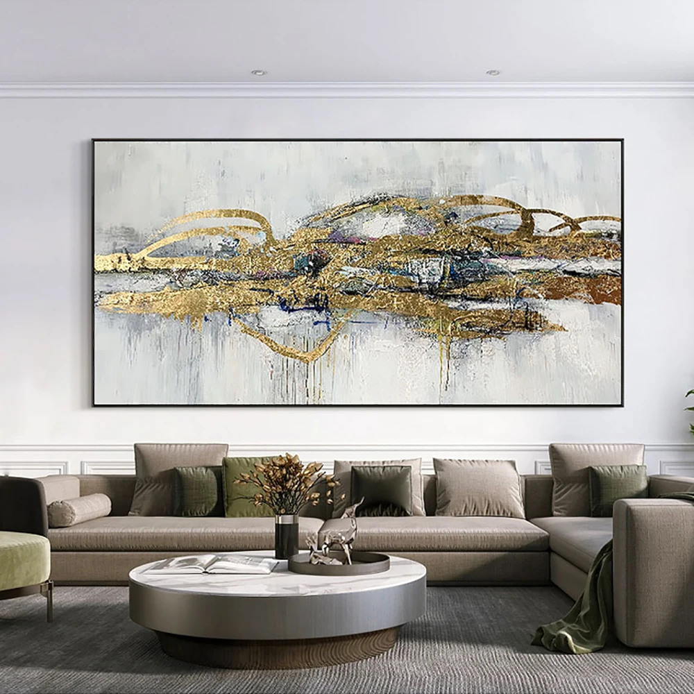 Handmade Gold Foil Paintings On Canvas Abstract Picture On The Wall For Home Decoration Large Salon Decrative Paintings Unframed
Handmade Gold Foil Paintings On Canvas Abstract Picture On The Wall For Home Decoration Large Salon Decrative Paintings Unframed