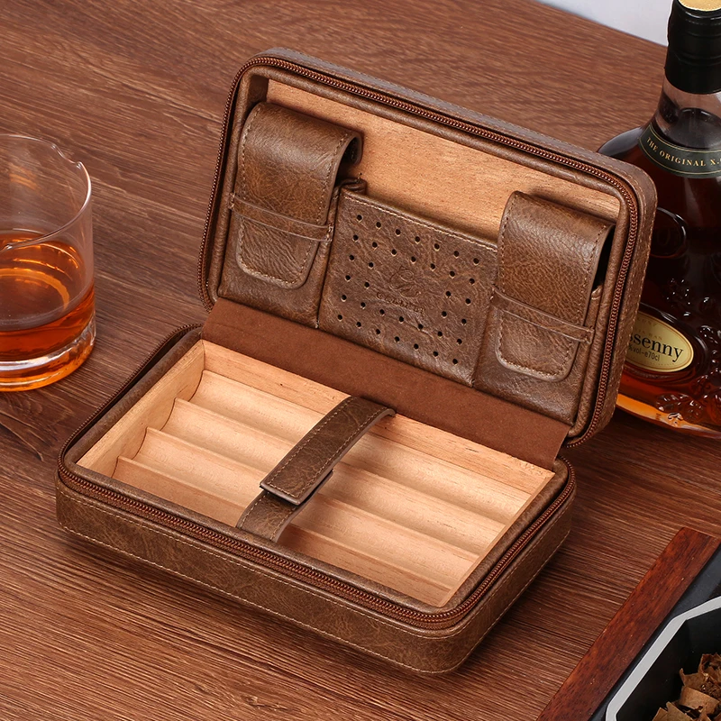 GALINER Portable Cigar Box Cedar Wood Humidor Travel Leather Cigar Case Box Professional Storage 4 Cigars Humidor Luxury
GALINER Portable Cigar Box Cedar Wood Humidor Travel Leather Cigar Case Box Professional Storage 4 Cigars Humidor Luxury