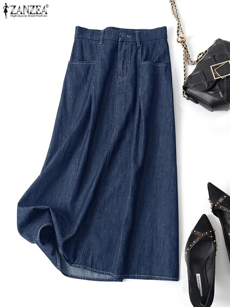 ZANZEA Loose High Waist Faldas Denim Street Fashion Midi Jupes Women Front Zipper Long Skirt Back Elastic Casual Pockets Skirts
ZANZEA Loose High Waist Faldas Denim Street Fashion Midi Jupes Women Front Zipper Long Skirt Back Elastic Casual Pockets Skirts