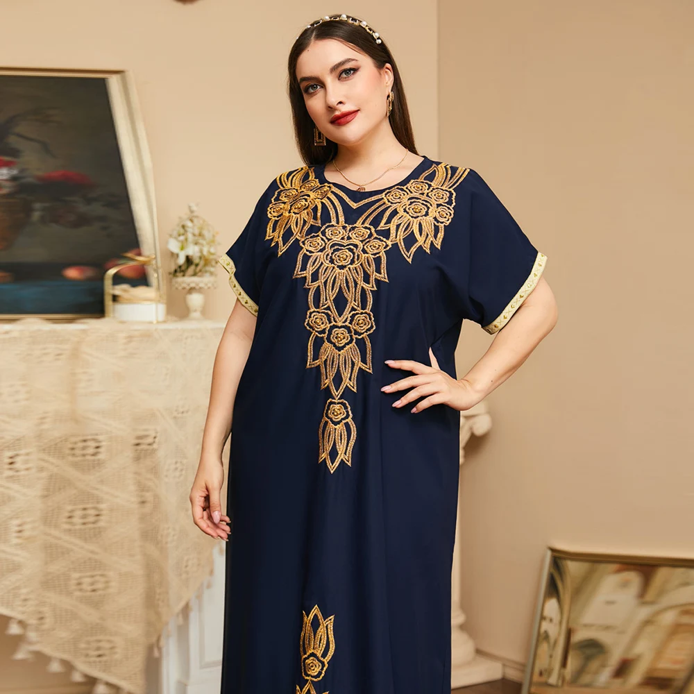 Morocco Summer Dress Floral Embroidery Largos Short Sleeve Elegant Loose Muslim Party Dresses Women Plus Size Vintage Vestidos
Morocco Summer Dress Floral Embroidery Largos Short Sleeve Elegant Loose Muslim Party Dresses Women Plus Size Vintage Vestidos