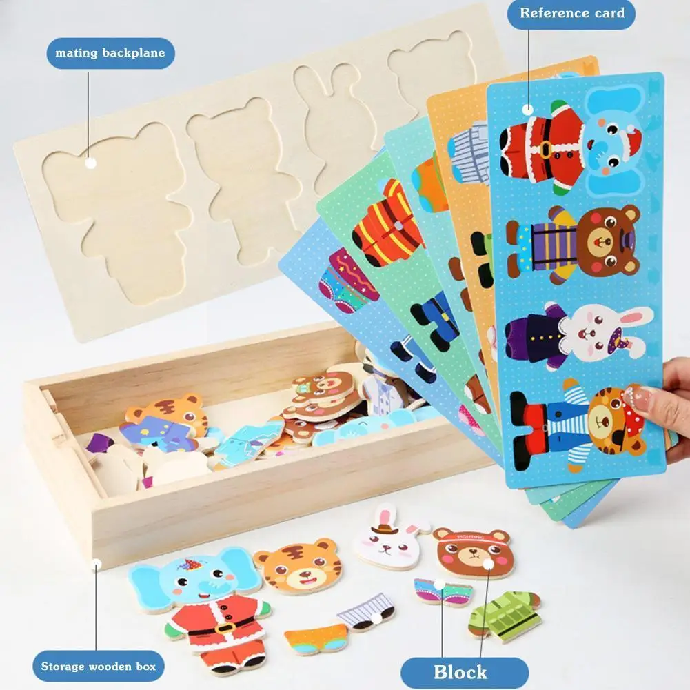 Cartoon Wooden Toy Changing Clothes Puzzles Educational Dress Puzzle Toys For Children Kids Rabbit Bear Jigsaw Z7B4
Cartoon Wooden Toy Changing Clothes Puzzles Educational Dress Puzzle Toys For Children Kids Rabbit Bear Jigsaw Z7B4