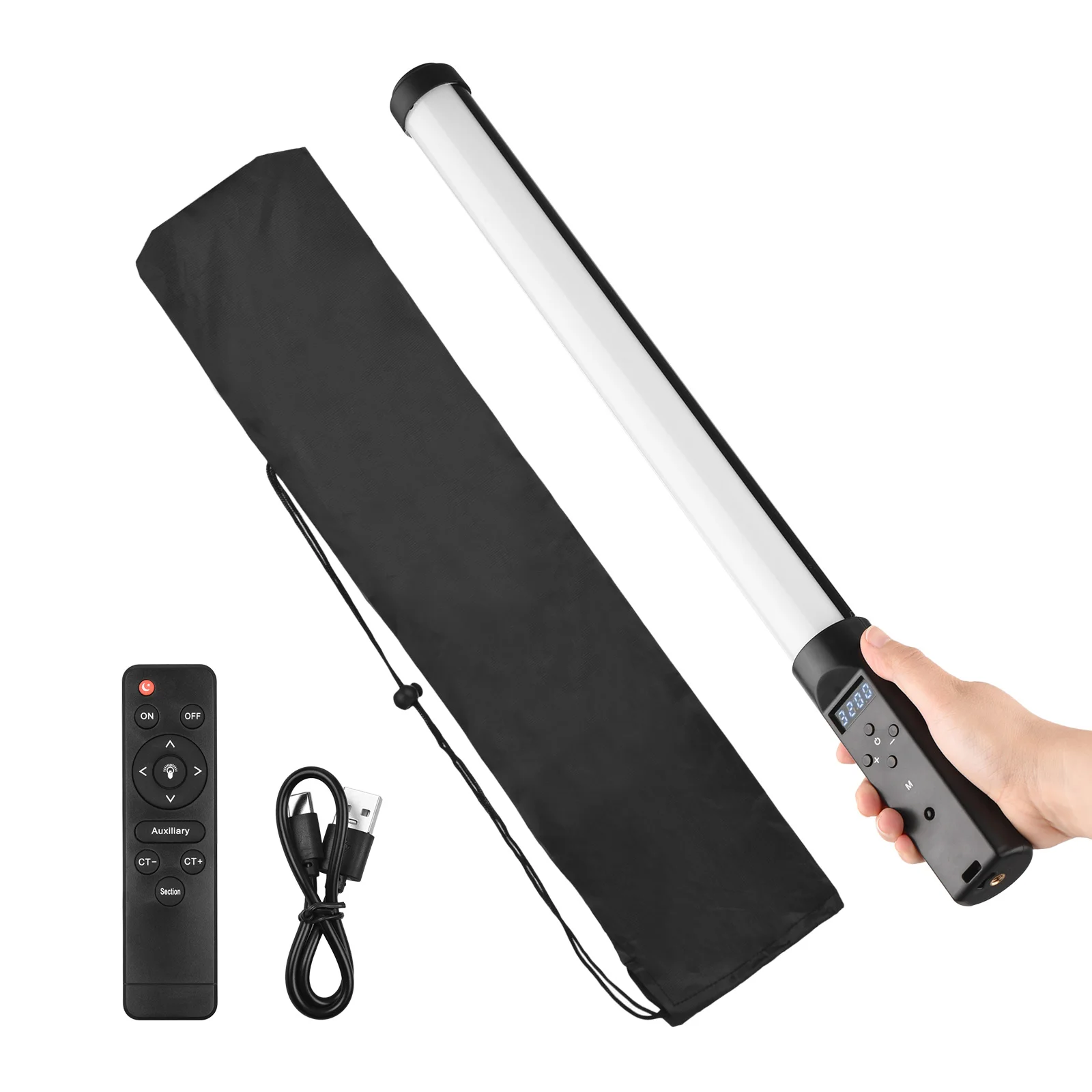 Photography Handheld LED Video Tube Light Fill-in Light Lamp 3200K-5500K Dimmable Battery Remote Control for Vlog Live Streaming
Photography Handheld LED Video Tube Light Fill-in Light Lamp 3200K-5500K Dimmable Battery Remote Control for Vlog Live Streaming