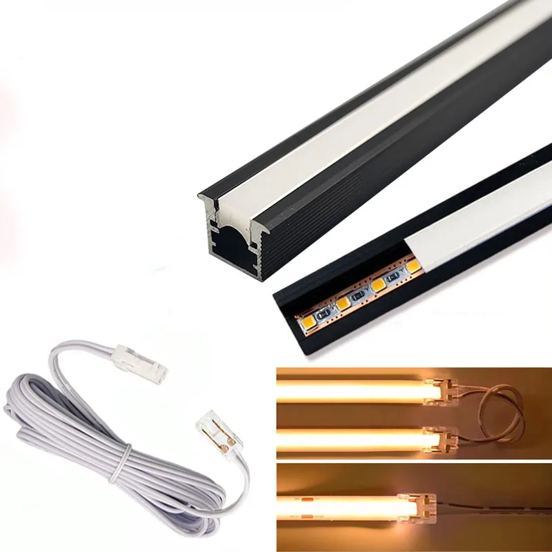 

Led Bar Light Recessed Aluminum Profile Solderless Kitchen Cabinet Hard Strip Light Wardrobe Bookcase Layer Shelf Lighting