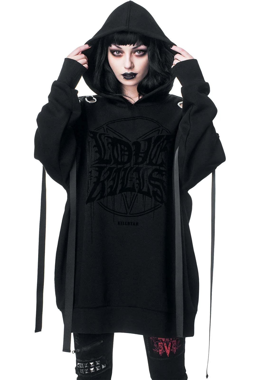 Goth Hoodie Sweater for Women Dark Letter Printing Lace Patchwork Hooded Collar Gothic Style Ladies Hoodie Coat For Autumn
Goth Hoodie Sweater for Women Dark Letter Printing Lace Patchwork Hooded Collar Gothic Style Ladies Hoodie Coat For Autumn