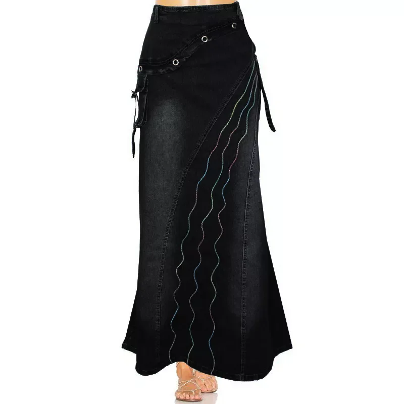 2021 Summer Women's High Waist Denim Long Skirt Retro Jeans Skirts Plus Size Literary Style Stitching Expandable Fishtail De
2021 Summer Women's High Waist Denim Long Skirt Retro Jeans Skirts Plus Size Literary Style Stitching Expandable Fishtail De