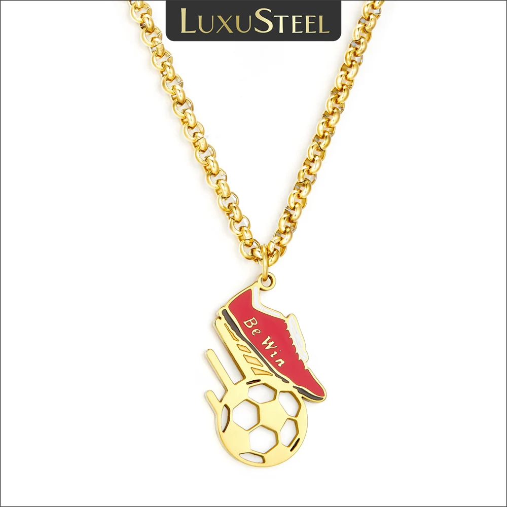 LUXUSTEEL Punk Stainless Steel Football Word Cup Pendant Necklace for Women Men Soccer Be Win Letter Chain Party Jewelry
LUXUSTEEL Punk Stainless Steel Football Word Cup Pendant Necklace for Women Men Soccer Be Win Letter Chain Party Jewelry