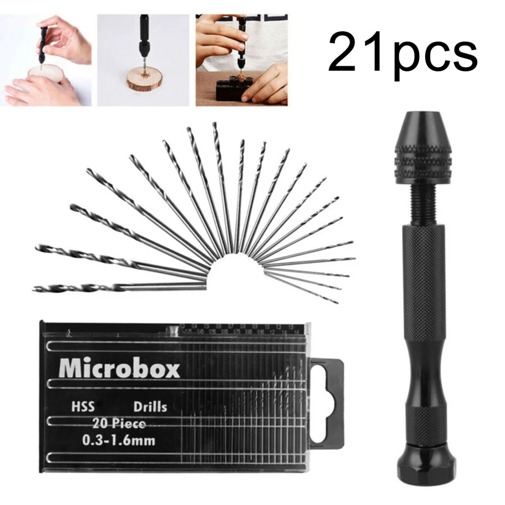 21pcs Hand Spiral Pin Vise Drill Kit Micro 0.3-1.6mm Alloy Steel Bits Set Jewelry Craft Drilling Manual Punching Drill Tool
21pcs Hand Spiral Pin Vise Drill Kit Micro 0.3-1.6mm Alloy Steel Bits Set Jewelry Craft Drilling Manual Punching Drill Tool