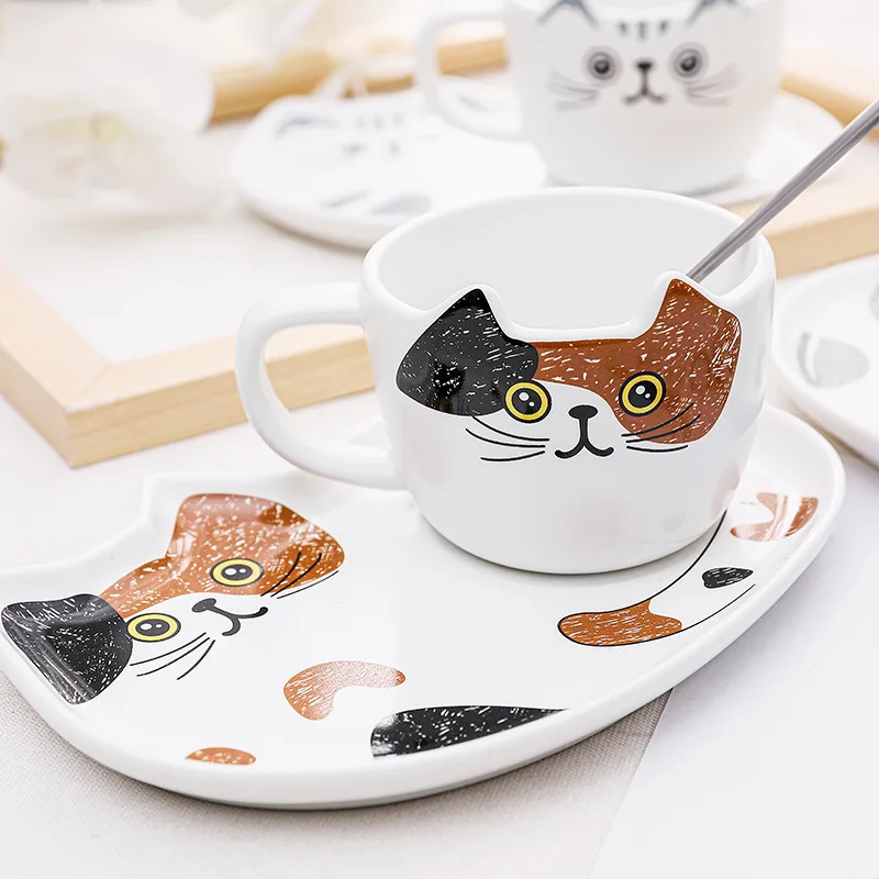 Cute Cat Ceramic Cup Set Office Coffee Cup Cartoon Mug Home Breakfast Cup Milk Cup Water Cup With Saucer and Spoon
Cute Cat Ceramic Cup Set Office Coffee Cup Cartoon Mug Home Breakfast Cup Milk Cup Water Cup With Saucer and Spoon