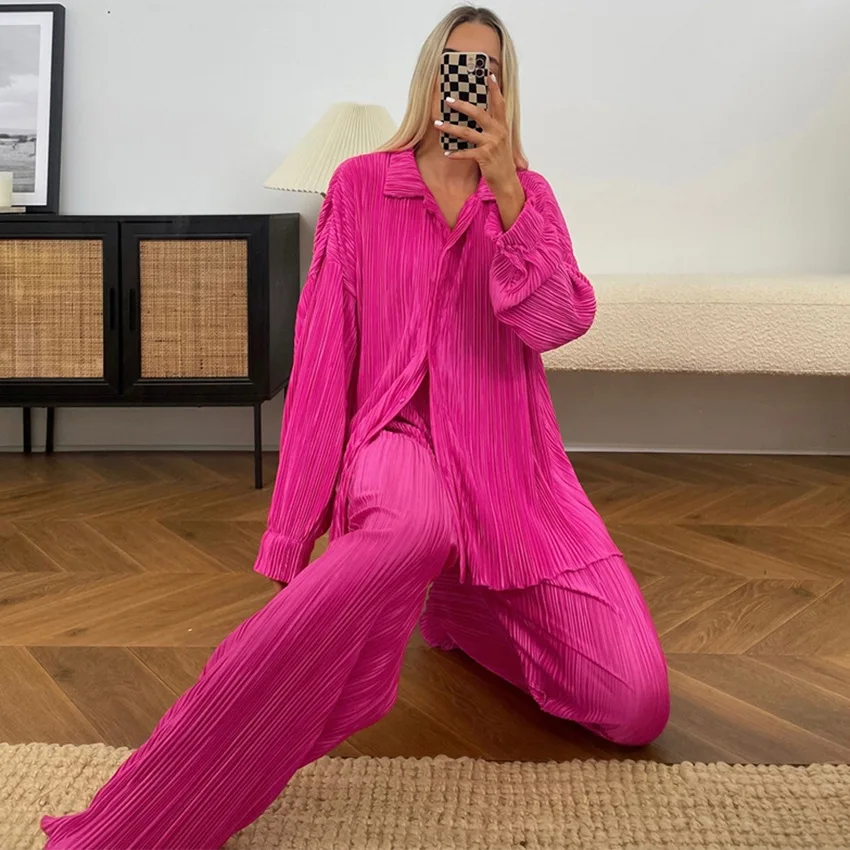 Retro Sexy Solid Suit Two Pieces Outfits Office Lady Long Sleeve Lapel Jacket Coat Suits 2022 Women Casual Wide Leg Trousers Set
Retro Sexy Solid Suit Two Pieces Outfits Office Lady Long Sleeve Lapel Jacket Coat Suits 2022 Women Casual Wide Leg Trousers Set