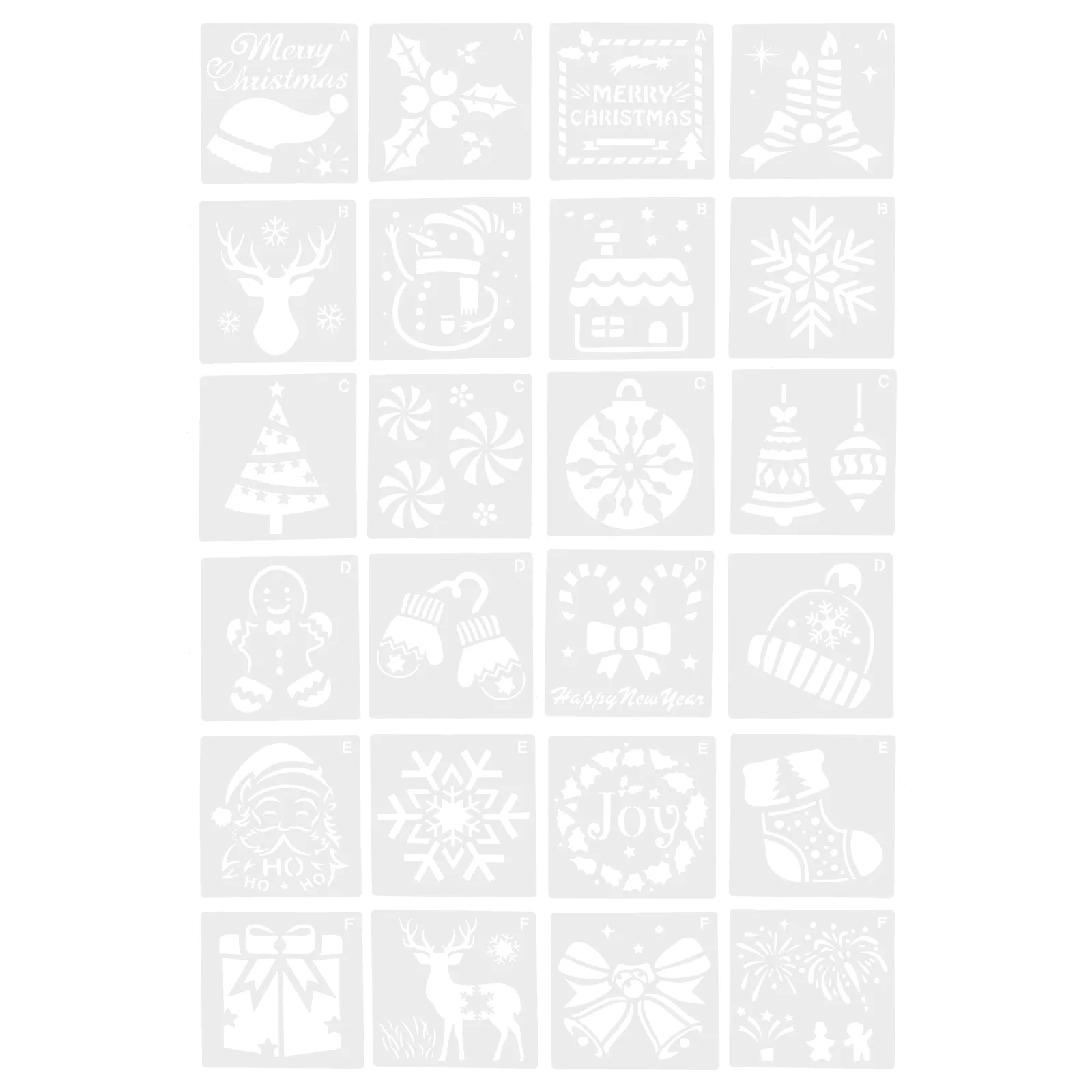 

24pcs Christmas Stencils Templates Reindeer Santa Claus Snowflake Painting Stencils Holiday Stencils Reusable Stencils