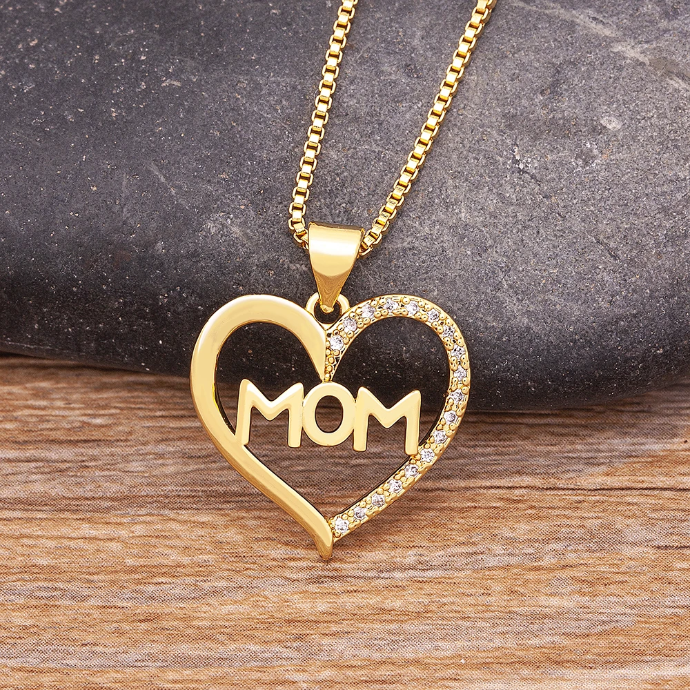 Nidin Simple Design Lucky Hollow Mom Letter Pendant Necklace Mother's Day Gift Romantic Heart Shape Zircon Jewelry for Mom
Nidin Simple Design Lucky Hollow Mom Letter Pendant Necklace Mother's Day Gift Romantic Heart Shape Zircon Jewelry for Mom