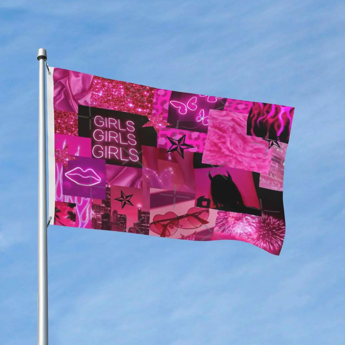 Ярко-розовый женский эстетический флаг, полиэстер, материал с металлическими Люверсами, устойчивый к выцветанию, полиэстер, легкий, нежный, ... 
Ярко-розовый женский эстетический флаг, полиэстер, материал с металлическими Люверсами, устойчивый к выцветанию, полиэстер, легкий, нежный, ...