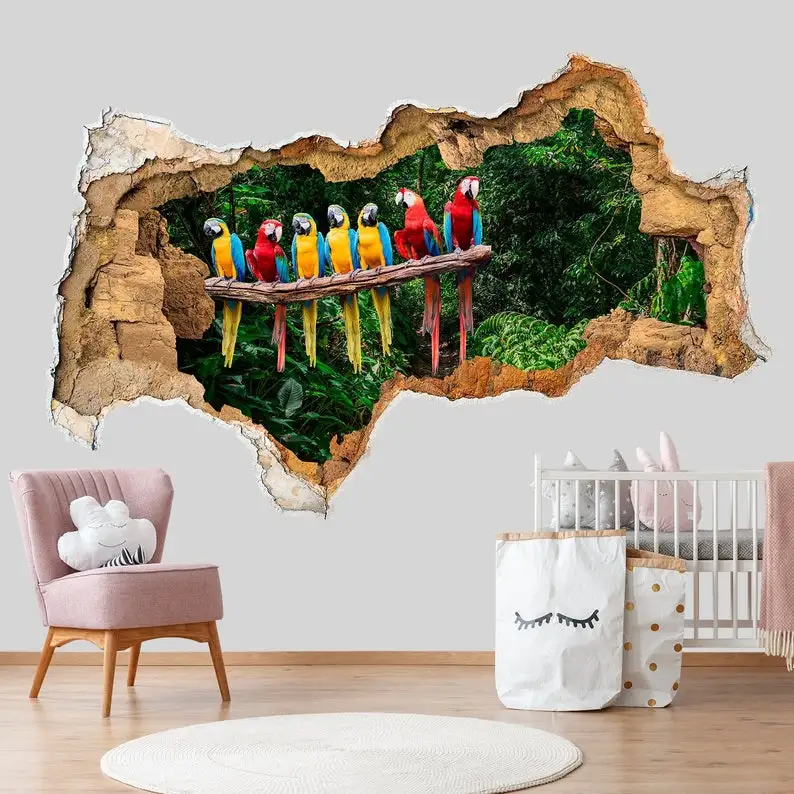 Parrot Decals - 3D Wall Decals Mural - Hole in Wall Sticker - Wall Decal Kids - Animal Sticker - Wall Crack Decal - Parrot Wall
Parrot Decals - 3D Wall Decals Mural - Hole in Wall Sticker - Wall Decal Kids - Animal Sticker - Wall Crack Decal - Parrot Wall