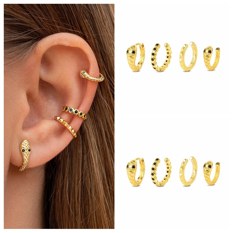 BOAKO Black Snake 4Pcs Set Earring For Women Gold Dangling Earrings Серьги 2022 Kraakbeen Piercing 2022 Trend Jewelry Gift
BOAKO Black Snake 4Pcs Set Earring For Women Gold Dangling Earrings Серьги 2022 Kraakbeen Piercing 2022 Trend Jewelry Gift