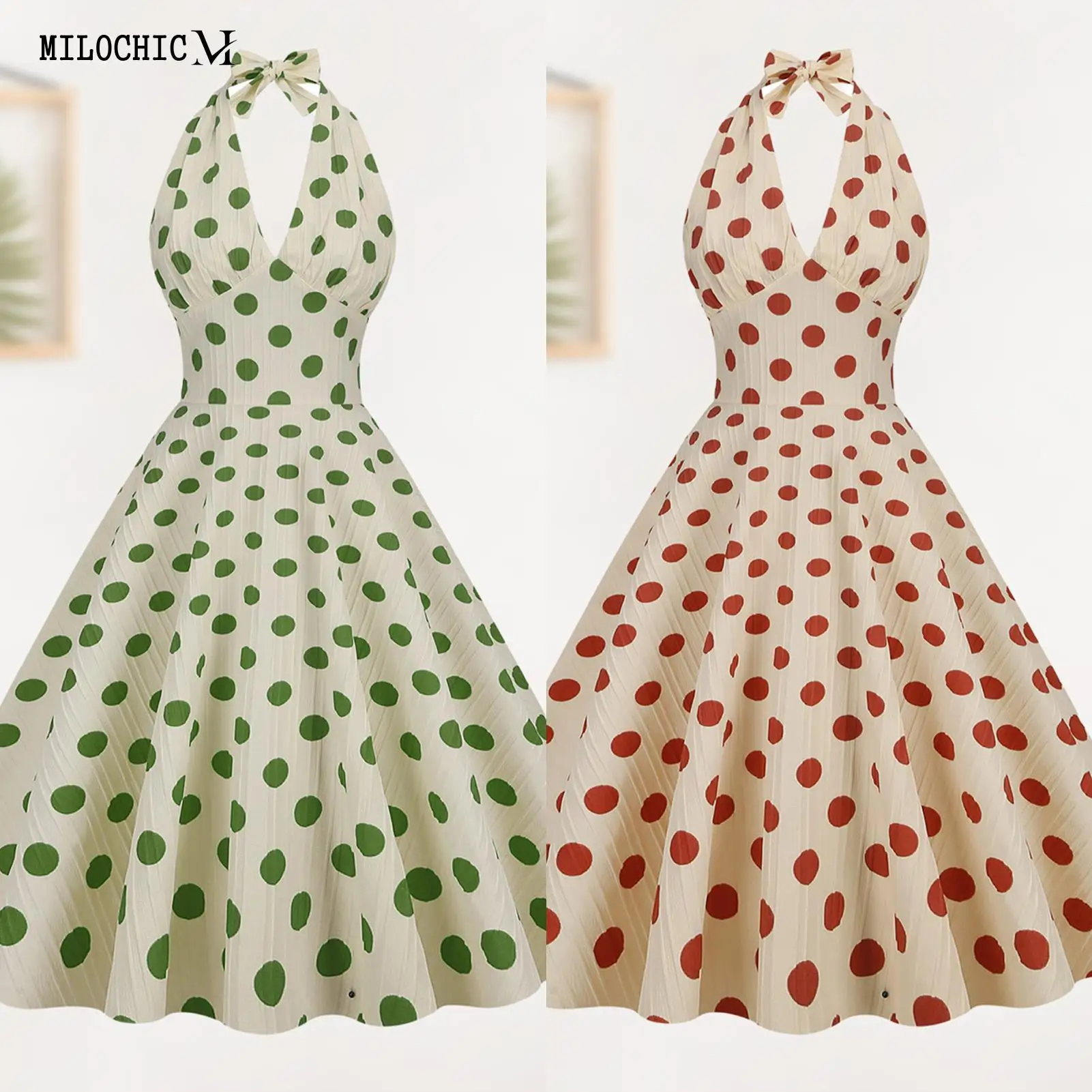 Polka Dots Ruched Backless Dress Large Hem Deep V Neck Dress Casual Solid Color Chic Retro Long Dress
Polka Dots Ruched Backless Dress Large Hem Deep V Neck Dress Casual Solid Color Chic Retro Long Dress