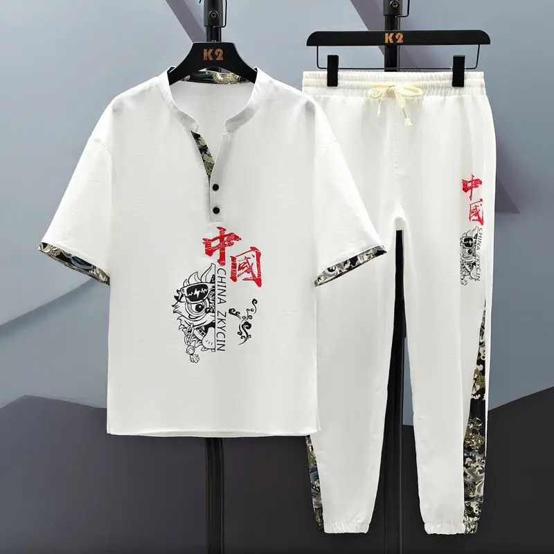 2023 summer's new men's polyester short sleeve T-shirt + ankle length pants suit monogram shirt + trousers casual suit sizeM-4XL
2023 summer's new men's polyester short sleeve T-shirt + ankle length pants suit monogram shirt + trousers casual suit sizeM-4XL