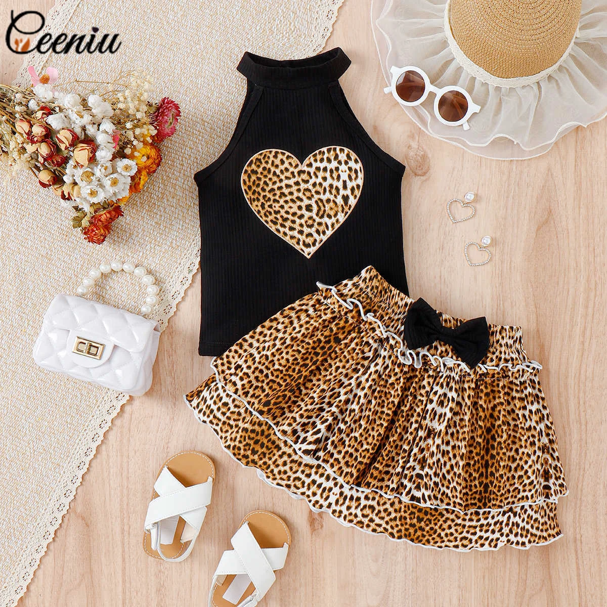 Ceeniu 4-7Y Kids Clothes Girls Skirt Sets Halter Heart Top+Leopard Cake Skirt 2pcs Summer Children Outfit Set For Girls
Ceeniu 4-7Y Kids Clothes Girls Skirt Sets Halter Heart Top+Leopard Cake Skirt 2pcs Summer Children Outfit Set For Girls