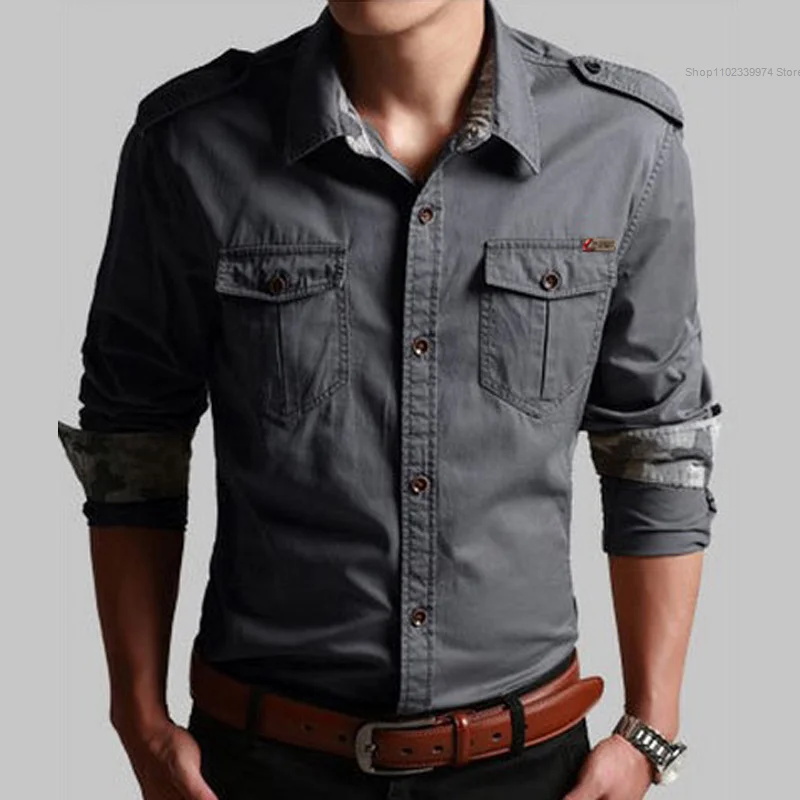 Spring Autumn Men's Slim Long Sleeve Cotton Cargo Shirt Outdoor Training Hiking Climbing Sports Military Tactical Shirts Tops
Spring Autumn Men's Slim Long Sleeve Cotton Cargo Shirt Outdoor Training Hiking Climbing Sports Military Tactical Shirts Tops