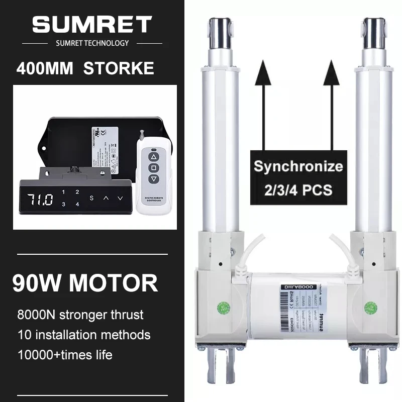 0-400MM Adjustable Stroke Linear Actuator With Hall Controller Kit Remote Control DC12V 24V 25MM/S 8000N 3000N 800N Heavy Duty
0-400MM Adjustable Stroke Linear Actuator With Hall Controller Kit Remote Control DC12V 24V 25MM/S 8000N 3000N 800N Heavy Duty