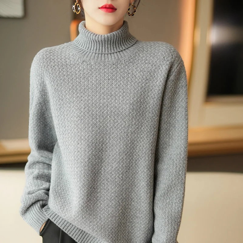 Hot Sale Women Sweaters 100% Pure Wool Knitted Pullovers Female Turtleneck Long Sleeve Loose Tops Woolen Knitwears 6Colors
Hot Sale Women Sweaters 100% Pure Wool Knitted Pullovers Female Turtleneck Long Sleeve Loose Tops Woolen Knitwears 6Colors