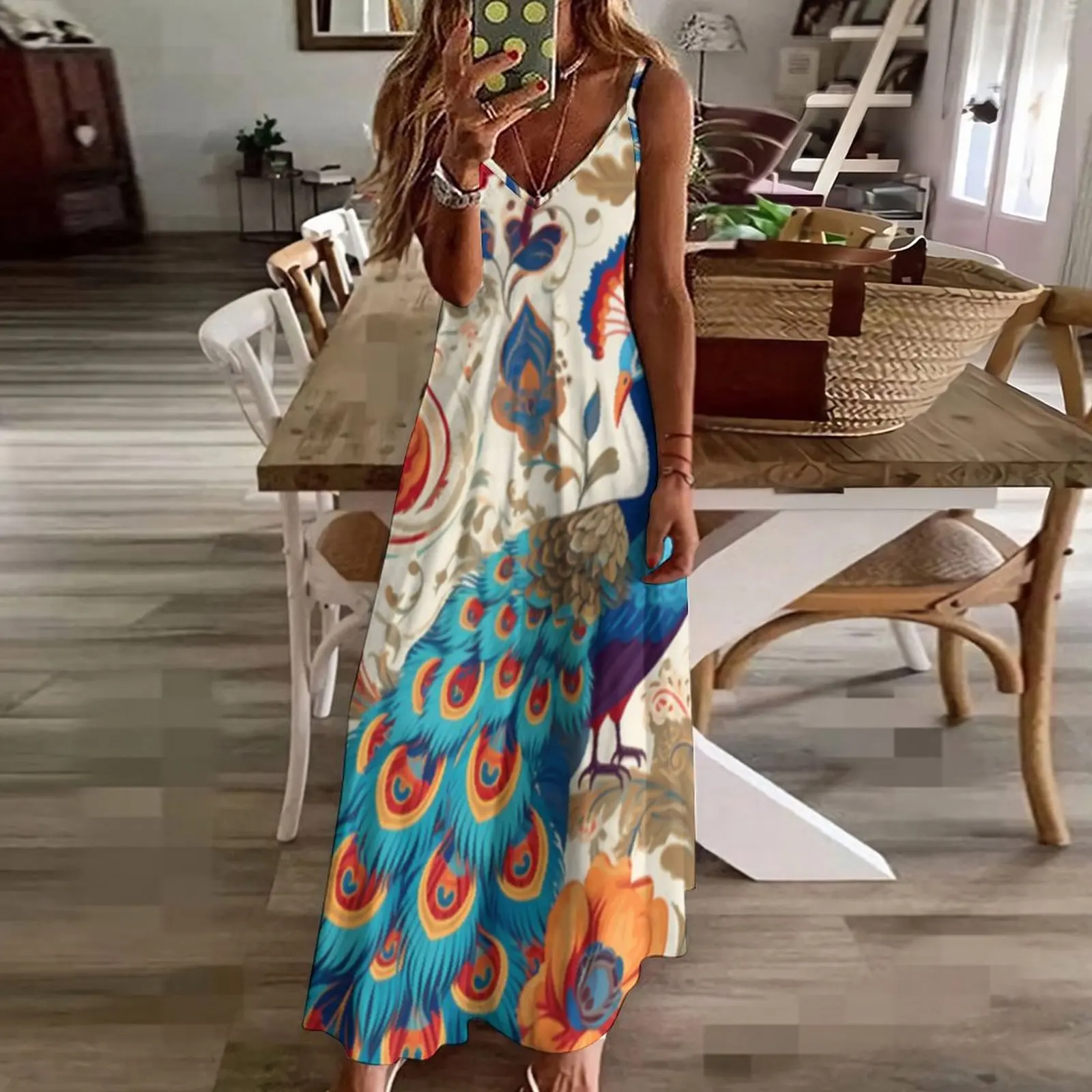 Women Urkish Peacock Print Long Dresses Robe Sexy Spaghetti Strap Slim Party Dress Summer Female Elasticity Dress Vestidos
Women Urkish Peacock Print Long Dresses Robe Sexy Spaghetti Strap Slim Party Dress Summer Female Elasticity Dress Vestidos