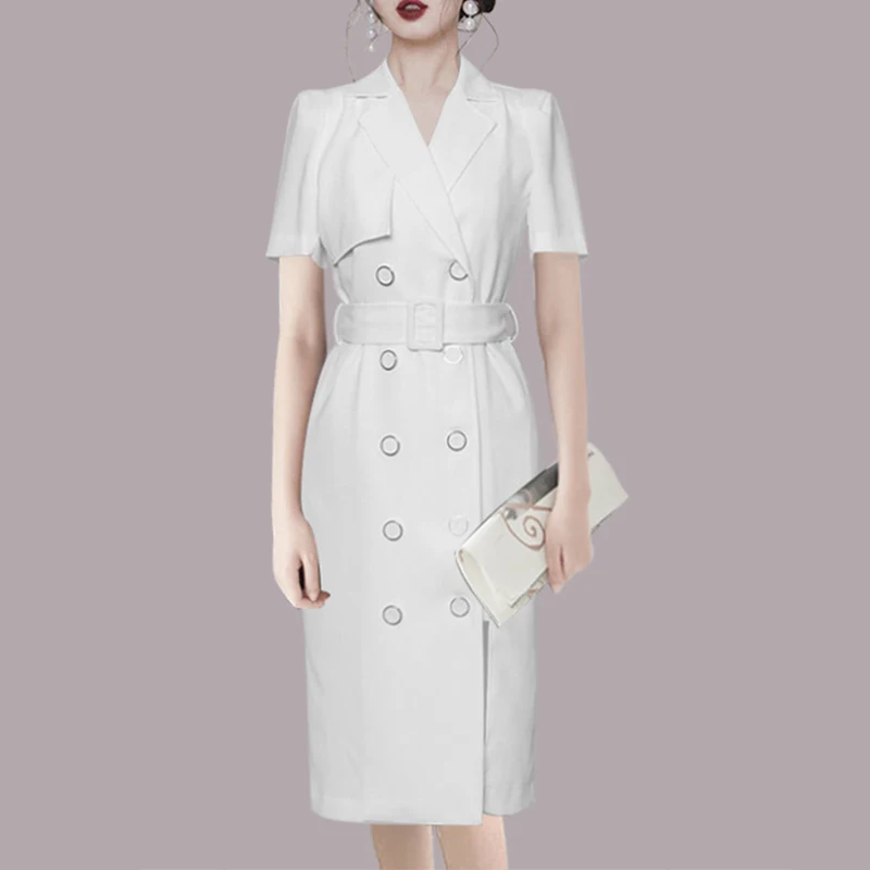 Summer Profession Short Sleeve Elegant Blazer Mini Dress Women Jacket Double-breasted Belt Blazers Coat
Summer Profession Short Sleeve Elegant Blazer Mini Dress Women Jacket Double-breasted Belt Blazers Coat