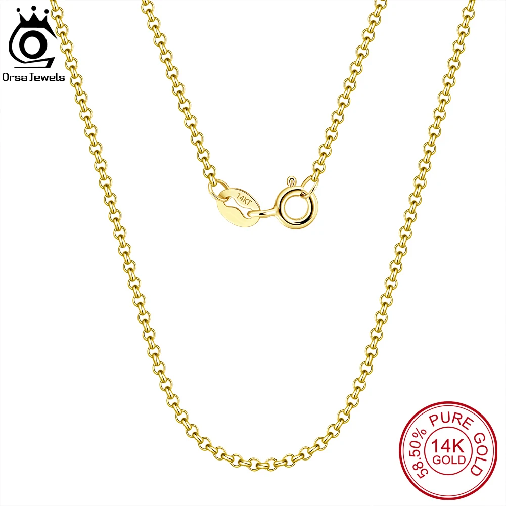 ORSA JEWELS 14K Solid Gold 0.85/1.0/1.3mm Rolo Chain Necklace for Women White Rose Yellow Gold Women's Neck Chain Jewelry GC06
ORSA JEWELS 14K Solid Gold 0.85/1.0/1.3mm Rolo Chain Necklace for Women White Rose Yellow Gold Women's Neck Chain Jewelry GC06