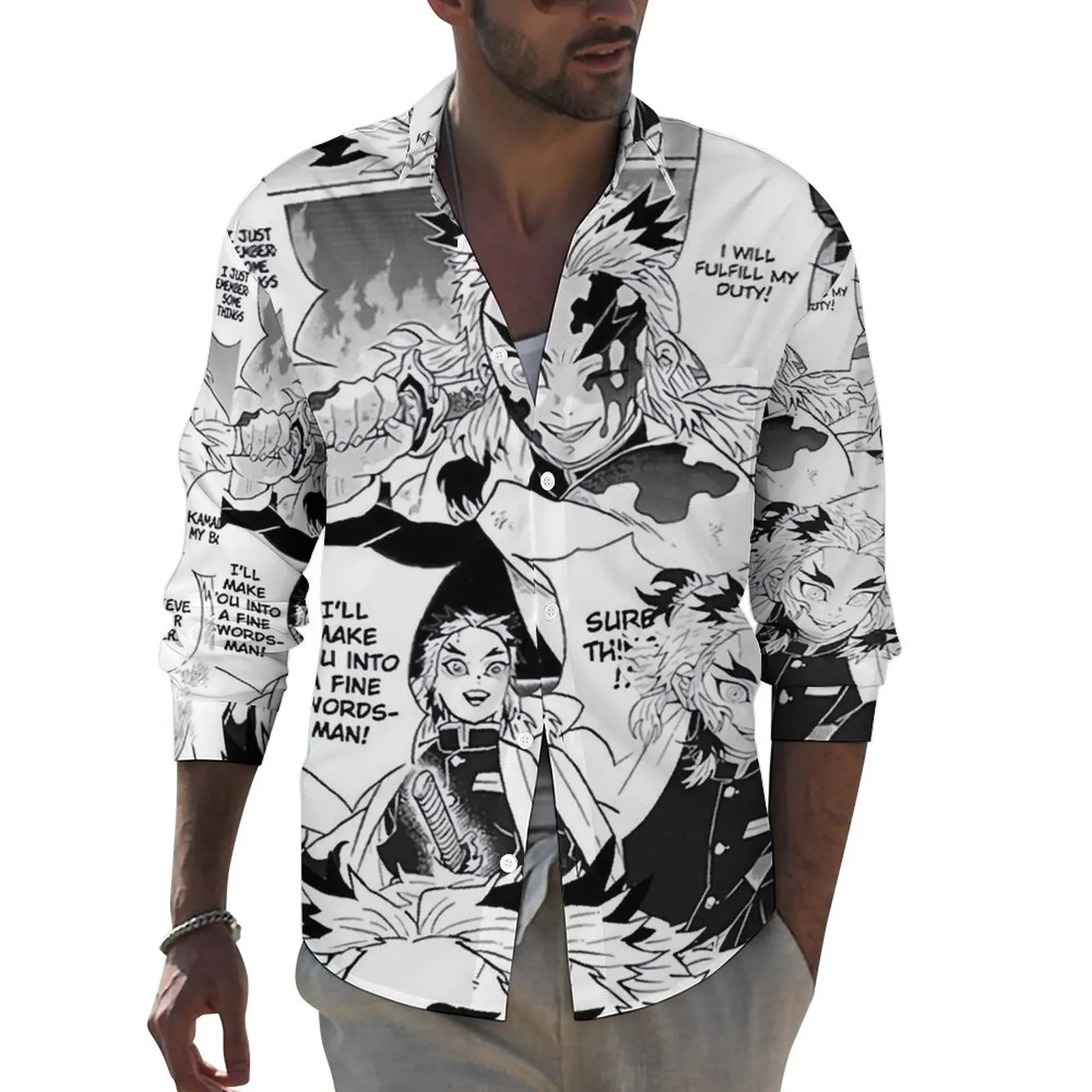 Demon Slayer Rengoku Shirt Men Funny Anime Casual Shirts Autumn Street Style Print Blouses Long Sleeve Fashion Oversize Clothes
Demon Slayer Rengoku Shirt Men Funny Anime Casual Shirts Autumn Street Style Print Blouses Long Sleeve Fashion Oversize Clothes