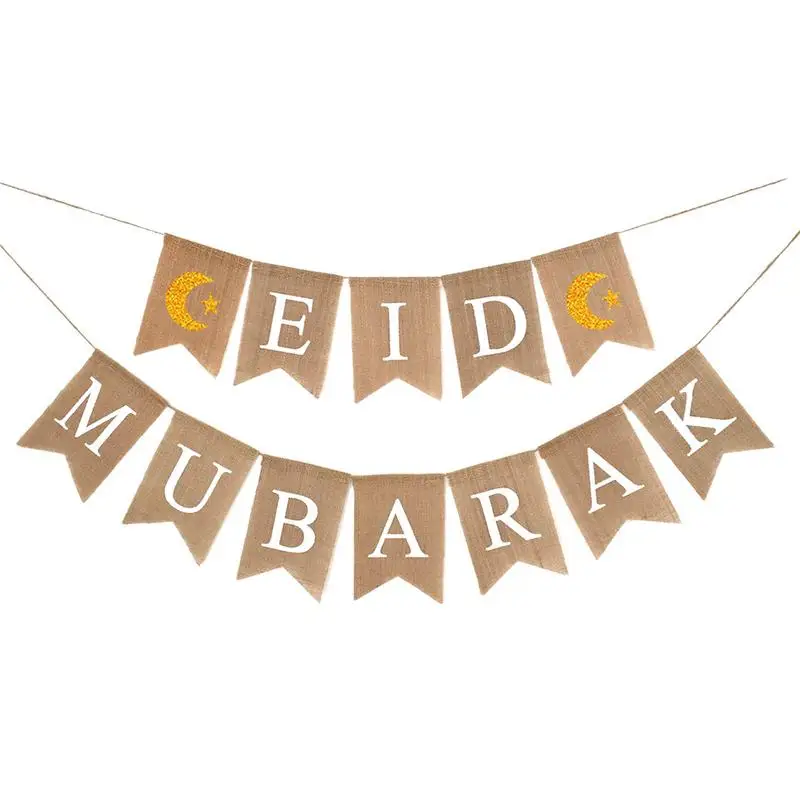1 Set EID MUBARAK Swallowtail Flag Muslim Ramadan Decoration Bunting Linen Swallowtail Flag For Eid Mubarak AW
1 Set EID MUBARAK Swallowtail Flag Muslim Ramadan Decoration Bunting Linen Swallowtail Flag For Eid Mubarak AW