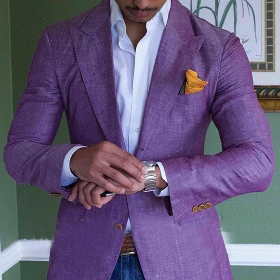 Purple Men's Linen Summer Beach Jacket Suits Slim Fit Suits For Men Tuxedo Groom Suits For Men Wedding Groomsman (Jacket Only)
Purple Men's Linen Summer Beach Jacket Suits Slim Fit Suits For Men Tuxedo Groom Suits For Men Wedding Groomsman (Jacket Only)