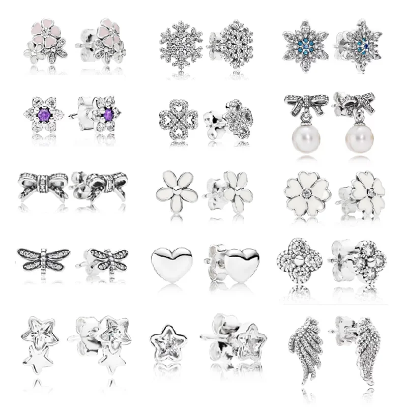 

LR Original 925 Silver 2022 Trend Real Women's Earrings Stud For Women Unusual Law Natural Pearls Bows Stars Charm Jewelry Part