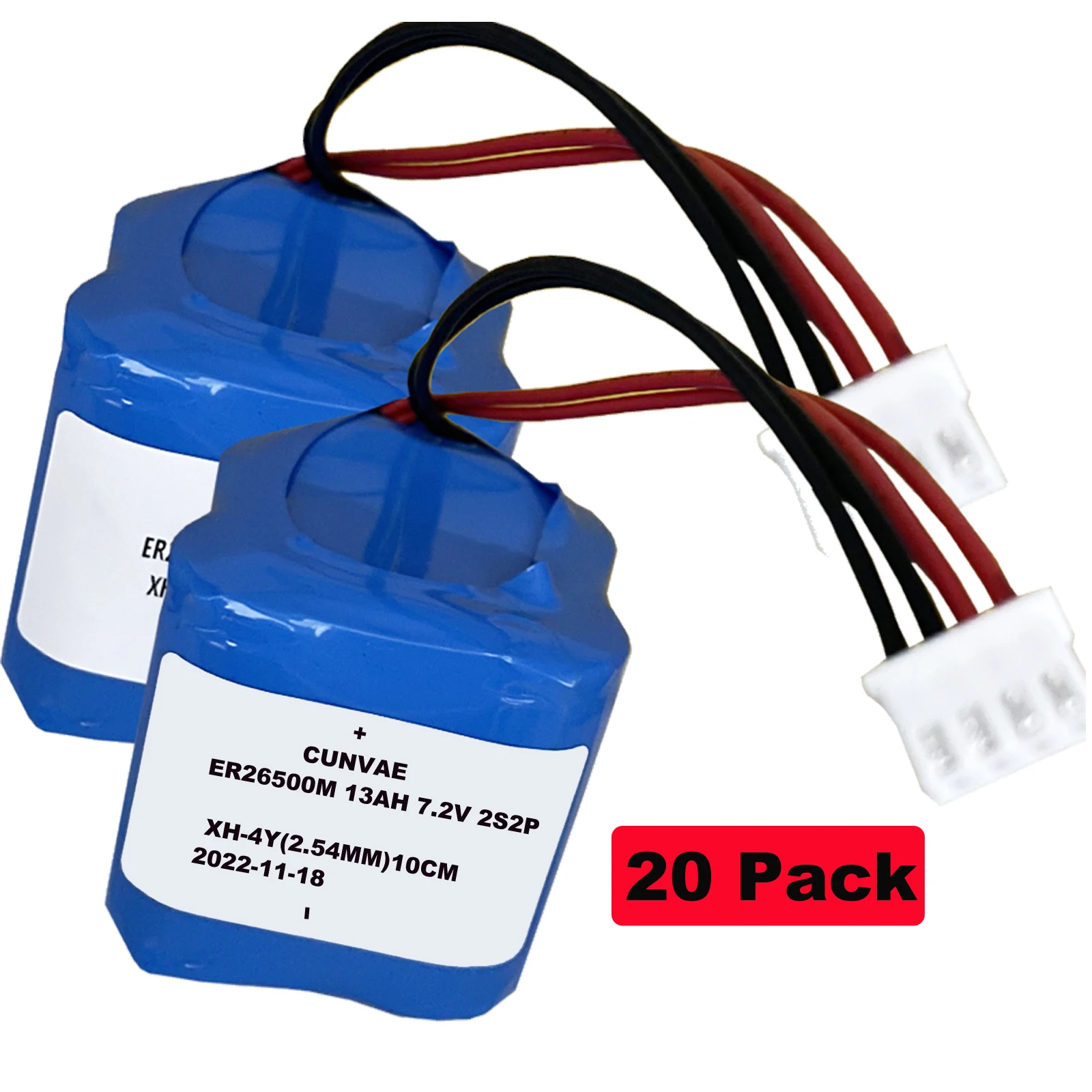 20 Pack C Lithium Battery 13Ah Li-SOCl2 Batteria 7.2V ER26500M 2S2P XH-4Y For Portable communication,oil well drilling
20 Pack C Lithium Battery 13Ah Li-SOCl2 Batteria 7.2V ER26500M 2S2P XH-4Y For Portable communication,oil well drilling