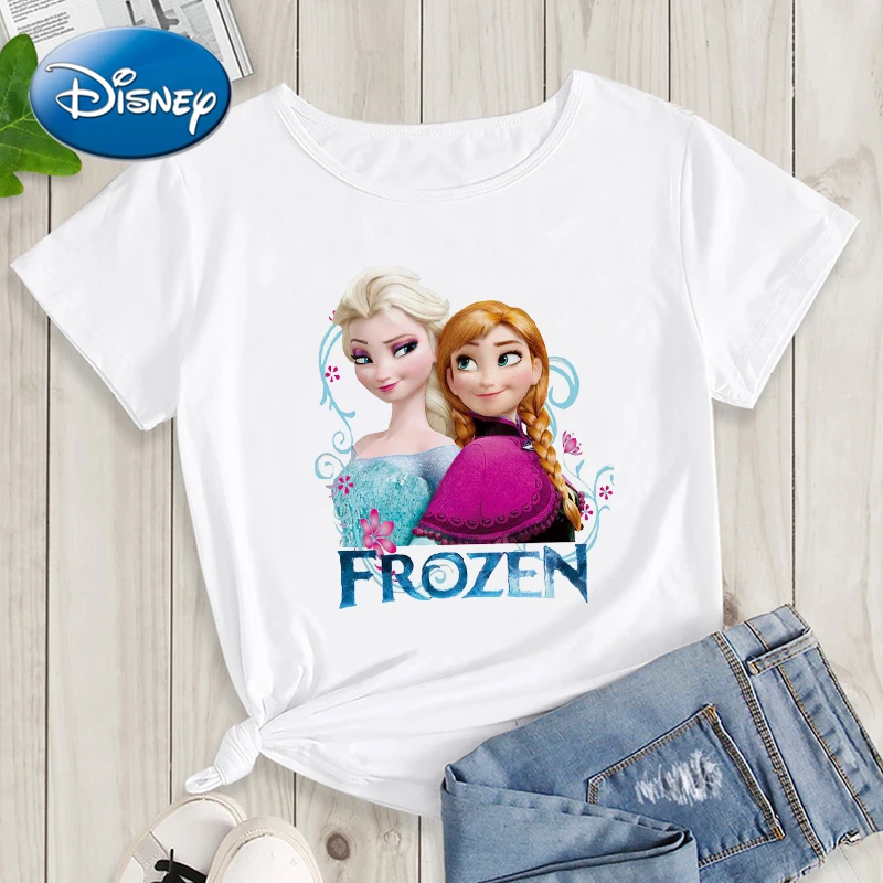 

Женские футболки Disney с принтом «Холодное сердце», футболки для девочек с изображением Эльзы, аниме, косплей, Анны, женские футболки в стиле Харадзюку