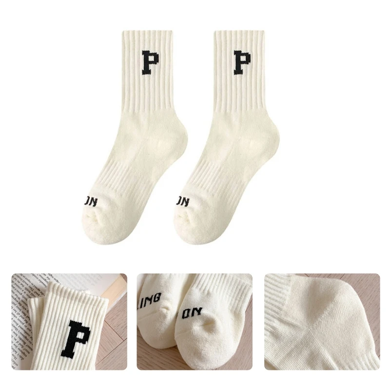 Women Men Harajuku Ribbed Cotton Crew Socks P Alphabet Letters Print Solid Color Hip Hop Fashion Skateboard Sports Street Mid
Women Men Harajuku Ribbed Cotton Crew Socks P Alphabet Letters Print Solid Color Hip Hop Fashion Skateboard Sports Street Mid