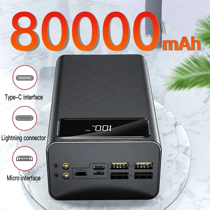 80000mAh Fast Charging Power Bank High Capacity Portable External Charger Digital Display External Battery light for IPhone
80000mAh Fast Charging Power Bank High Capacity Portable External Charger Digital Display External Battery light for IPhone