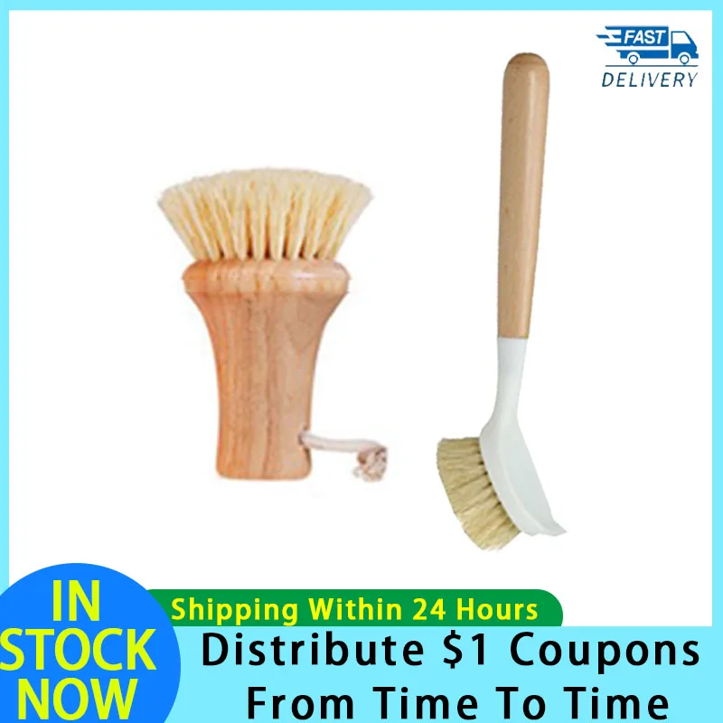 

Scrub Brush for Dish Kitchen Cleaning Brush Natural Bamboo Handle and Sisal Bristles Cast Iron Skillet Pots Pans Pot Brush