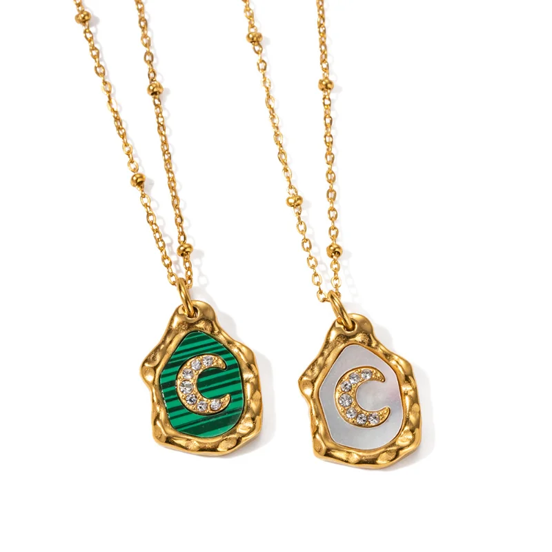 ALLNEWME Retro White Shell Green Malachite Irregular Coin Zircon Moon Pendant Necklaces for Women 18K Gold Titanium Steel Choker
ALLNEWME Retro White Shell Green Malachite Irregular Coin Zircon Moon Pendant Necklaces for Women 18K Gold Titanium Steel Choker