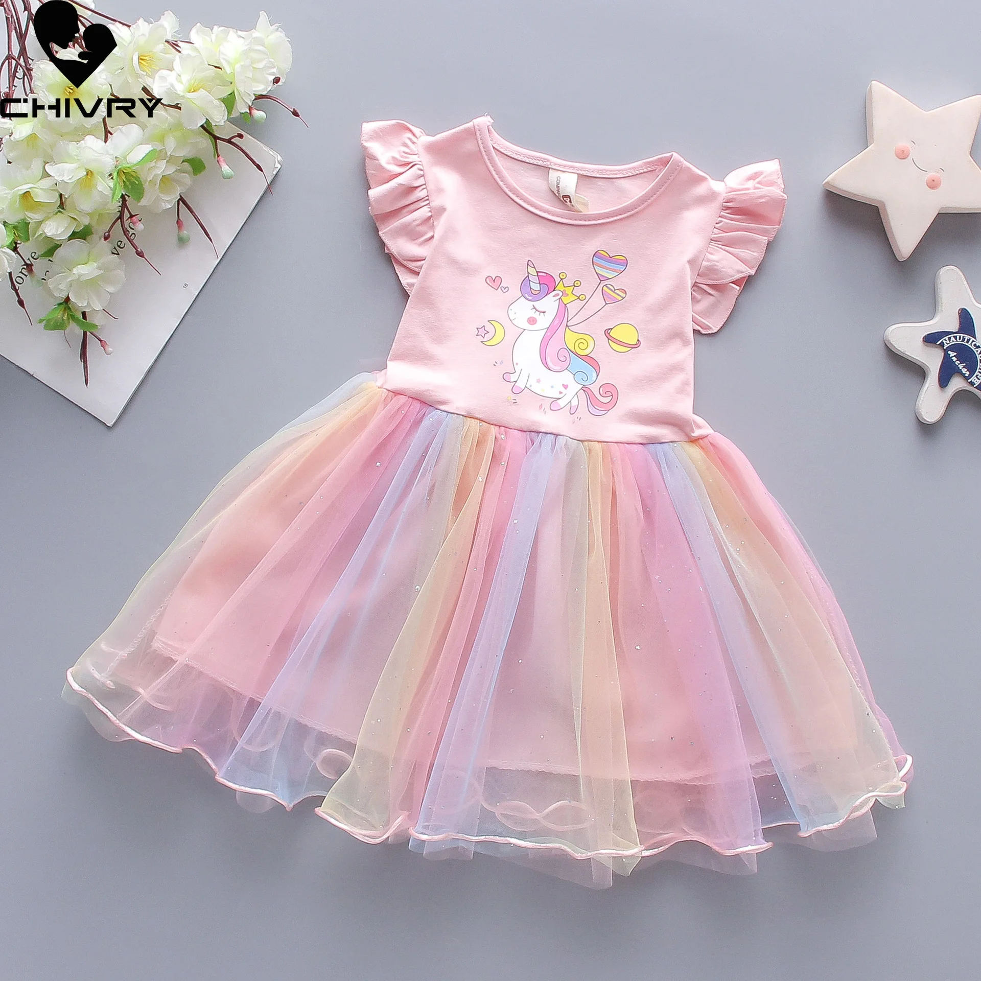 Girls Dresses Summer 2022 Kids Baby Girl Cartoon Unicorn Short Sleeve O-neck Dress Fashion Mesh Patchwork Princess Dresses
Girls Dresses Summer 2022 Kids Baby Girl Cartoon Unicorn Short Sleeve O-neck Dress Fashion Mesh Patchwork Princess Dresses