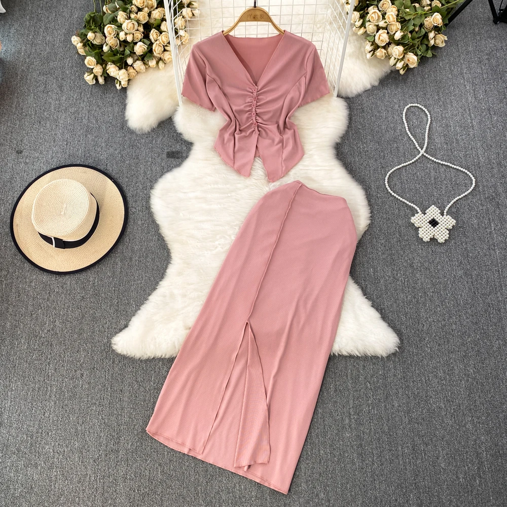 New Summer Fashion Elegant Casual Solid Skirts Suit Women Sexy Vintage Crop Tops Bodycon Saya 2 Pieces Set Female Chic Outfits
New Summer Fashion Elegant Casual Solid Skirts Suit Women Sexy Vintage Crop Tops Bodycon Saya 2 Pieces Set Female Chic Outfits