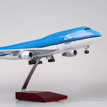 1/157 Scale 47CM Airplane B747 KLM Royal Dutch Airlines Model W Light Wheel Diecast Resin Plane For Collection Display Gifts