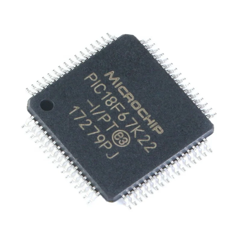 Original PIC18F67K22-I/PT TQFP-64 8-bit microcontroller 64MHz/128KB Flash EEPROM: 1KB, RAM: 4KB
Original PIC18F67K22-I/PT TQFP-64 8-bit microcontroller 64MHz/128KB Flash EEPROM: 1KB, RAM: 4KB