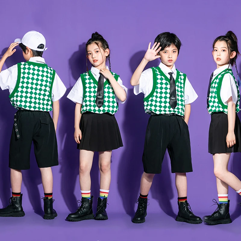 Hip Hop Dance Costume For Kids Plaid Top Skirt Shorts For Boys Girls Jazz Clothes Children'S Ballroom Dancing Outfit XS4061
Hip Hop Dance Costume For Kids Plaid Top Skirt Shorts For Boys Girls Jazz Clothes Children'S Ballroom Dancing Outfit XS4061